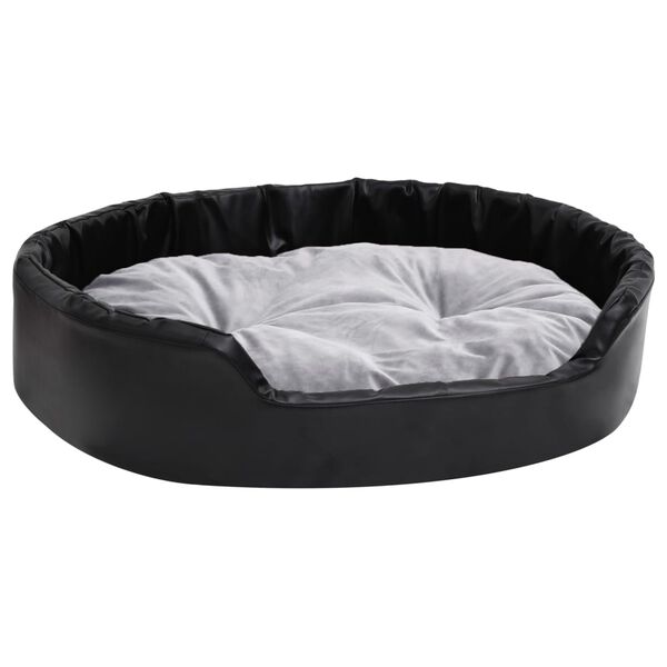 Cama para perros felpa y cuero sintético negro gris 90x79x20 cm Gris  90 x 79 x 20 cm