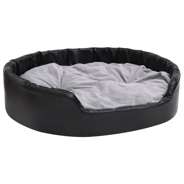 Cama para perros felpa y cuero sintético negro gris 99x89x21 cm Gris  99 x 89 x 21 cm