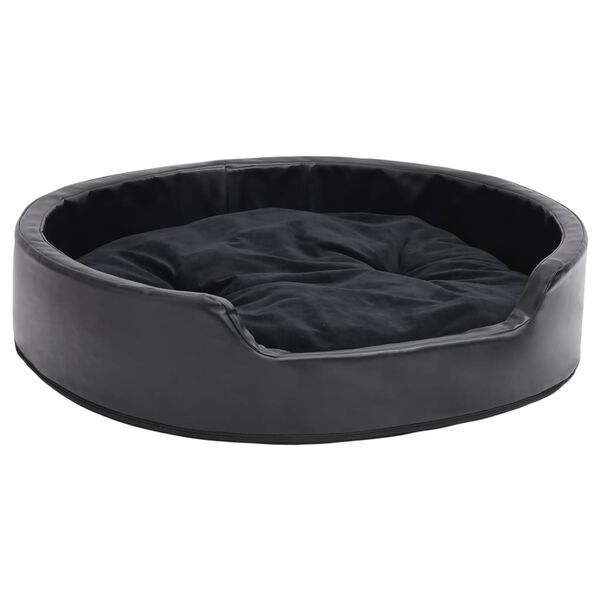 Cama para perros felpa y cuero sintético negra 79x70x19 cm Negro  79 x 70 x 19 cm
