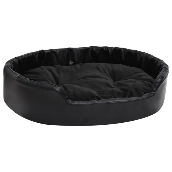Cama para perros felpa y cuero sintético negra 90x79x20 cm Negro  90 x 79 x 20 cm