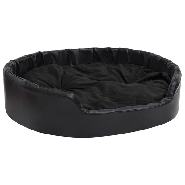 Cama para perros felpa y cuero sintético negro 99x89x21 cm Negro  99 x 89 x 21 cm