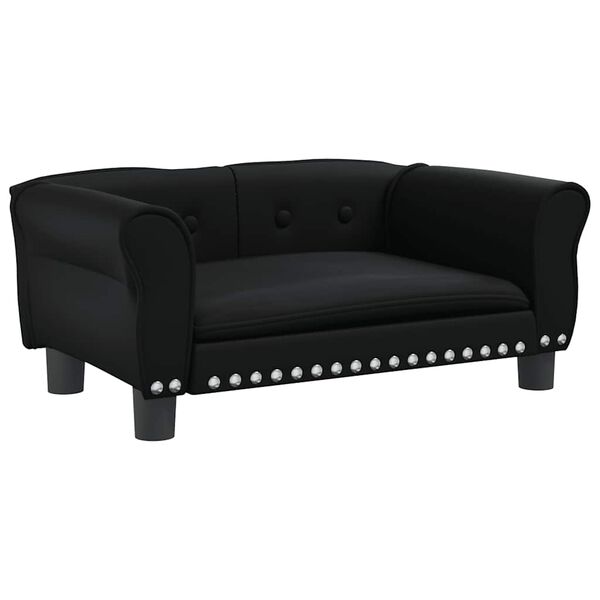 Cama para perros de cuero sintético negra 70x45x30 cm Negro  70 x 45 x 30 cm Cuero sintético