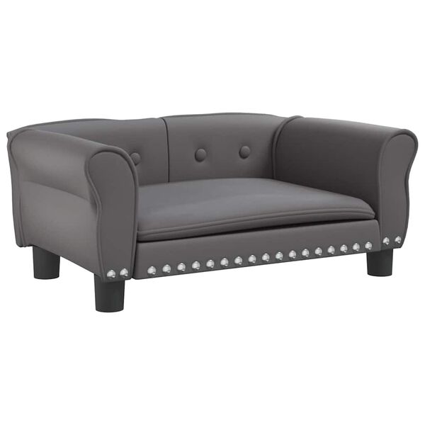 Cama para perros de cuero sintético gris 70x45x30 cm Gris  70 x 45 x 30 cm Cuero sintético