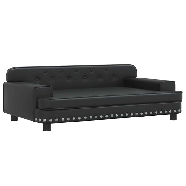Cama para perros de cuero sintético negra 90x53x30 cm Negro  90 x 53 x 30 cm Cuero sintético