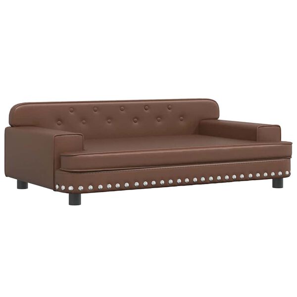 Cama para perros de cuero sintético marrón 90x53x30 cm Marrón  90 x 53 x 30 cm Cuero sintético