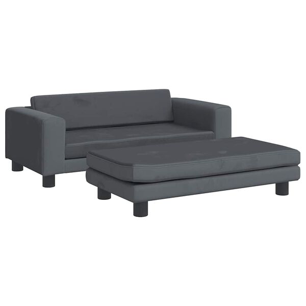 Cama de perros con extensión terciopelo gris oscuro 100x50x30cm Gris oscuro  Terciopelo