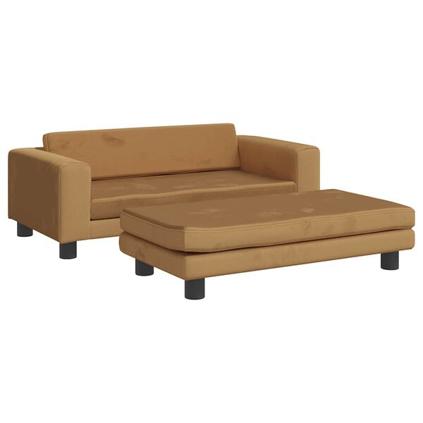 Cama para perros con extensión terciopelo marrón 100x50x30 cm Marrón  Terciopelo