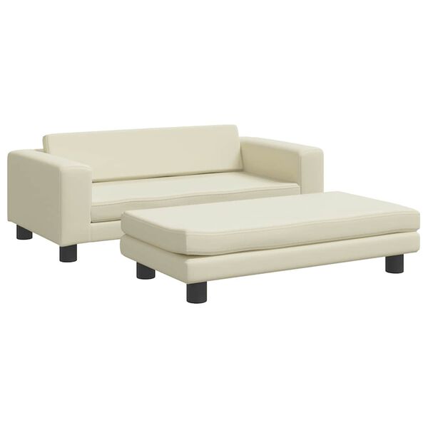 Cama de perros con extensión cuero sintético crema 100x50x30 cm Crema  Cuero sintético