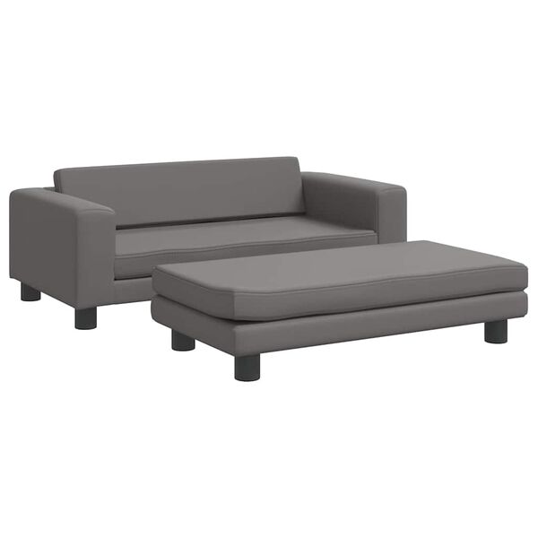 Cama de perros con extensión cuero sintético gris 100x50x30 cm Gris  Cuero sintético