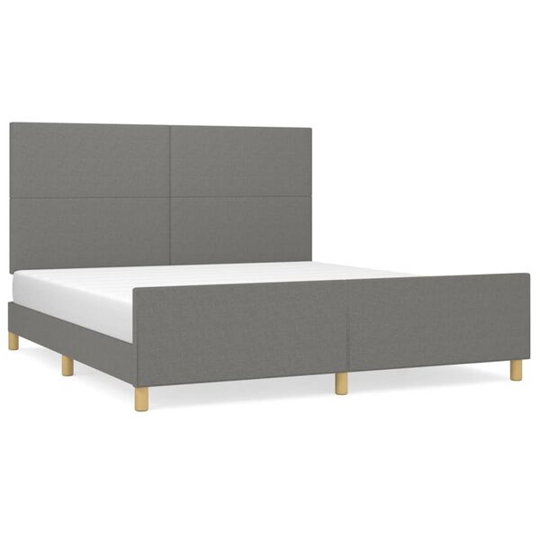 Cama sin colchón de tela gris oscuro 180×200 cm Gris oscuro  180 x 200 cm Diseño plano