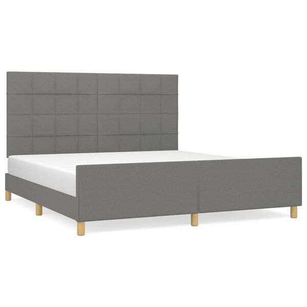 Cama sin colchón de tela gris oscuro 180×200 cm Gris oscuro  180 x 200 cm Bloques con cuadros