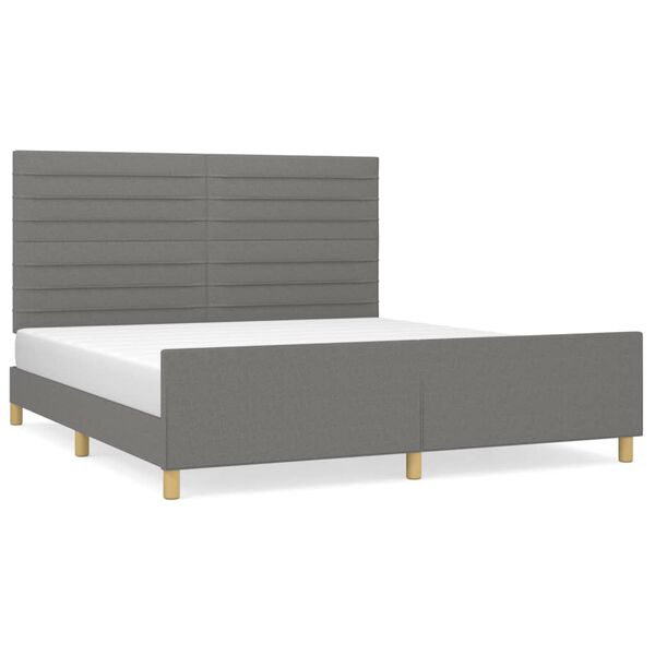 Cama sin colchón de tela gris oscuro 180×200 cm Gris oscuro  180 x 200 cm Rayas horizontales