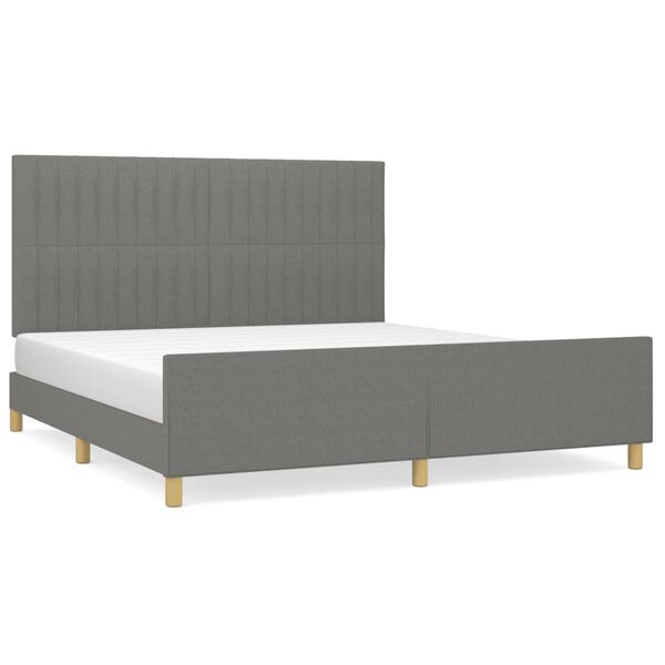 Cama sin colchón de tela gris oscuro 160×200 cm Gris oscuro  160 x 200 cm Rayas verticales