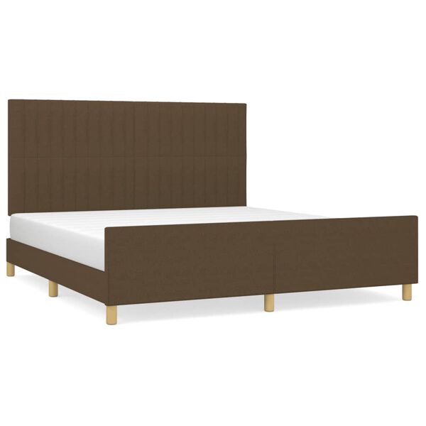 Cama sin colchón de tela marrón oscuro 160×200 cm Marrón oscuro  160 x 200 cm Rayas verticales
