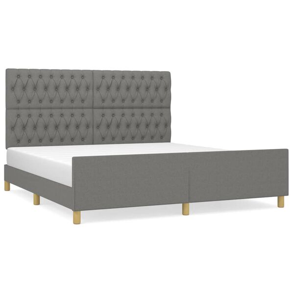 Cama sin colchón de tela gris oscuro 180×200 cm Gris oscuro  180 x 200 cm Diseño de botones