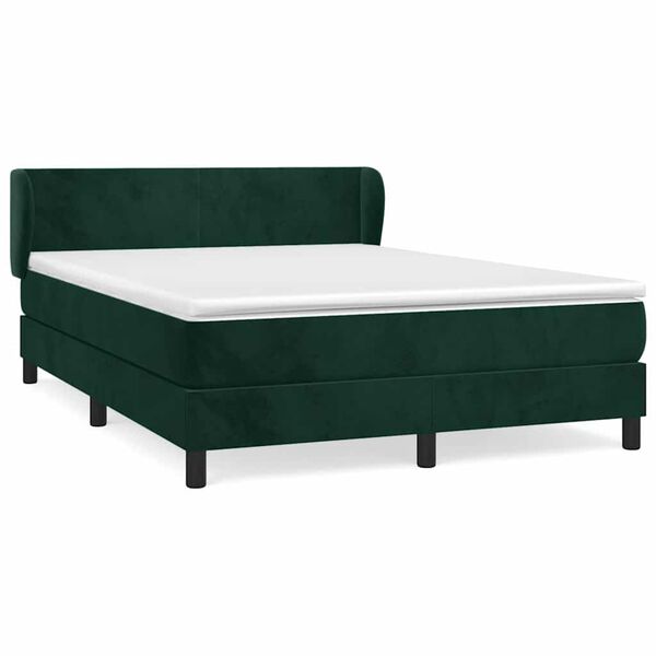 Cama box spring con colchón terciopelo verde oscuro 140×200 cm Verde oscuro 140 x 200 cm Diseño plano