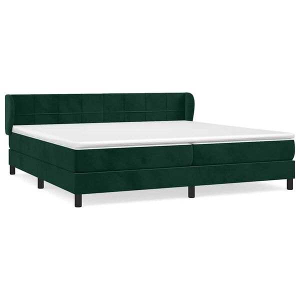 Cama box spring con colchón terciopelo verde oscuro 200×200 cm Verde oscuro  200 x 200 cm Bloques con cuadros