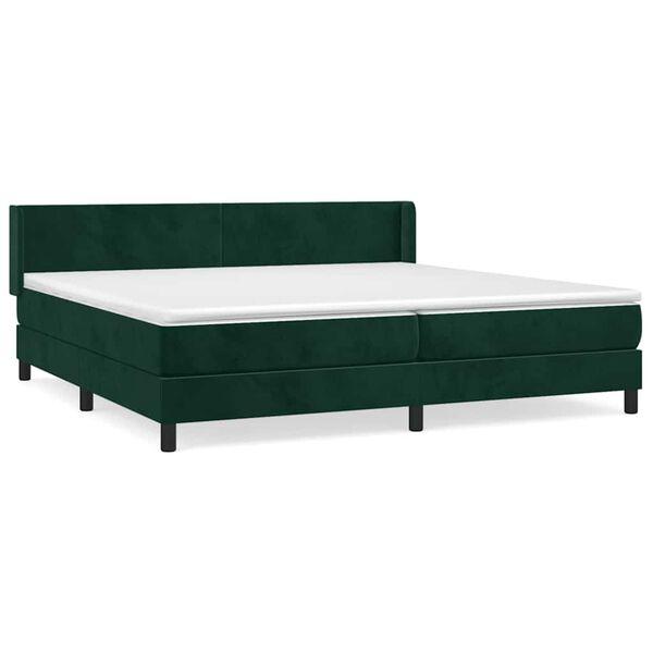 Cama box spring con colchón terciopelo verde oscuro 200×200 cm Verde oscuro  200 x 200 cm Diseño plano