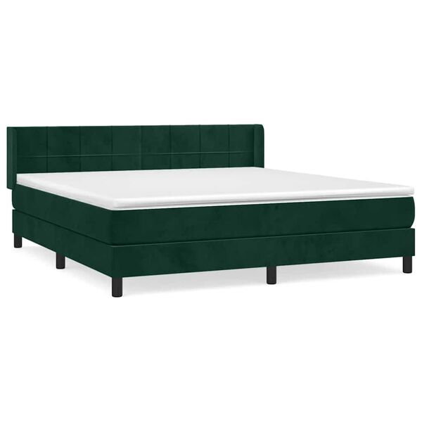 Cama box spring con colchón terciopelo verde oscuro 180×200 cm Verde oscuro  180 x 200 cm Bloques con cuadros