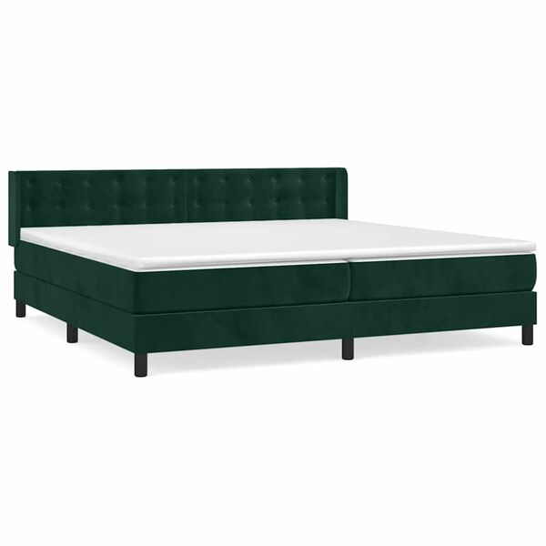 Cama box spring con colchón terciopelo verde oscuro 200×200 cm Verde oscuro  200 x 200 cm botones