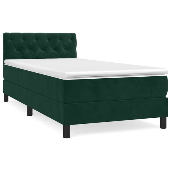 Cama box spring con colchón terciopelo verde oscuro 80×200 cm Verde oscuro 80 x 200 cm