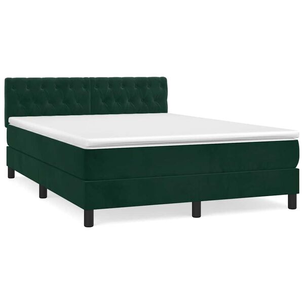 Cama box spring con colchón terciopelo verde oscuro 140×190 cm Verde oscuro 140 x 190 cm