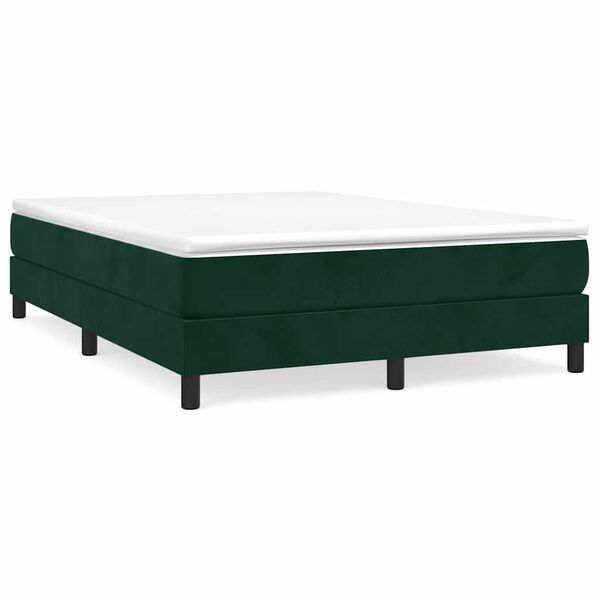 Cama box spring con colchón terciopelo verde oscuro 140×190 cm Verde oscuro 140 x 190 cm 25 cm