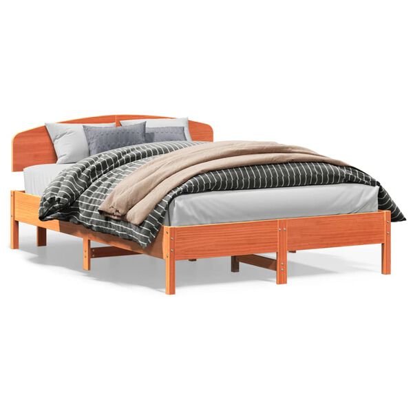 Cama sin colchón madera maciza de pino marrón cera 120×200 cm Marrón cera  120 x 200 cm