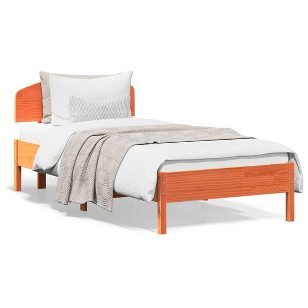 Cama sin colchón madera maciza de pino marrón cera 100×200 cm Marrón cera  100 x 200 cm