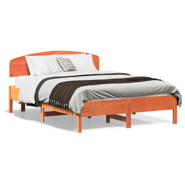 Cama sin colchón madera maciza de pino marrón cera 140×190 cm Marrón cera  140 x 190 cm