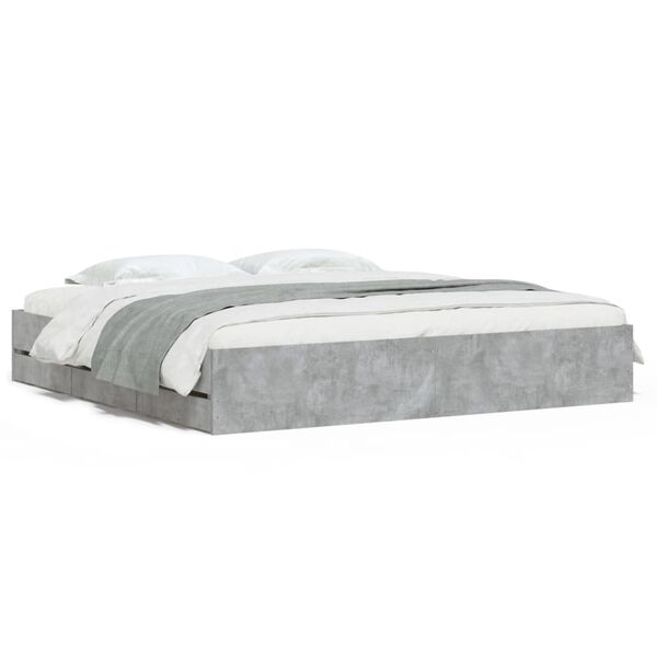 Cama con cajones madera ingeniería gris hormigón 180×200 cm Gris hormigón  180 x 200 cm