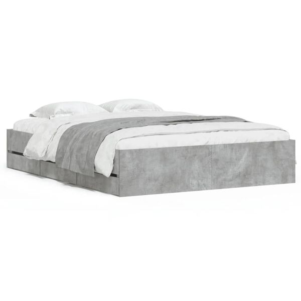 Cama con cajones madera ingeniería gris hormigón 140×200 cm Gris hormigón  140 x 200 cm