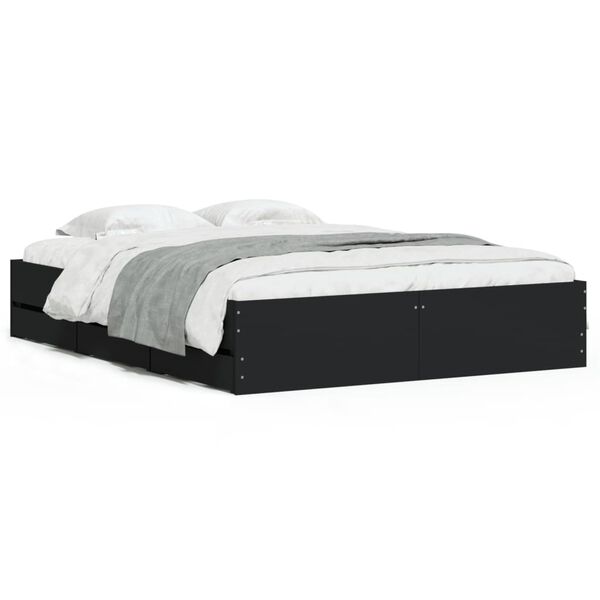 Cama con cajones madera de ingeniería negro 140×190 cm Negro 140 x 190 cm