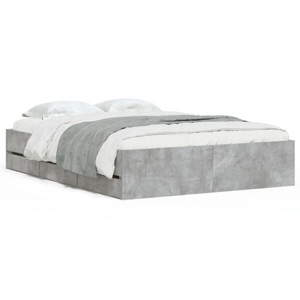 Cama con cajones madera de ingeniería gris hormigón 120×190 cm Gris hormigón  120 x 190 cm
