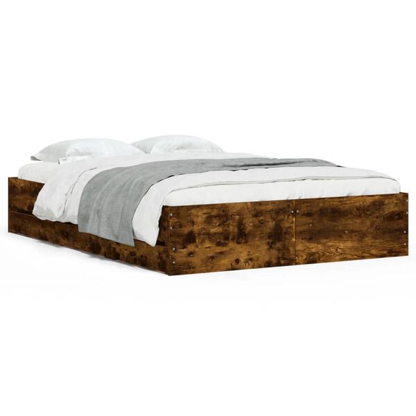 Cama con cajones madera de ingeniería roble ahumado 120×190 cm Roble ahumado  120 x 190 cm