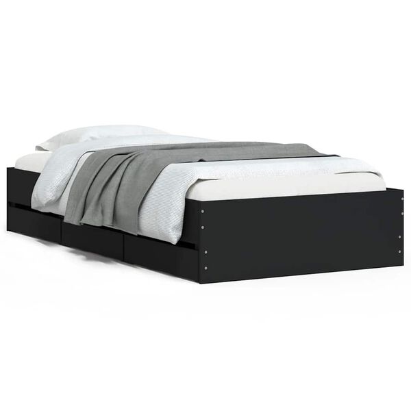 Cama con cajones madera de ingeniería negro 90×190 cm Negro 90 x 190 cm