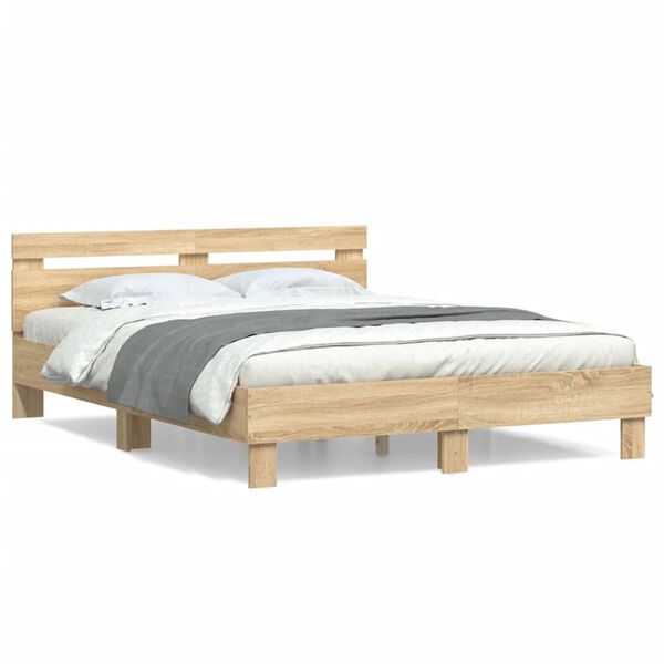 Cama con cabecero madera de ingeniería roble Sonoma 150×200 cm Roble Sonoma 150 x 200 cm