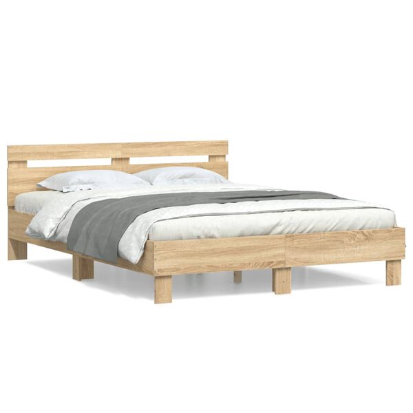 Cama con cabecero madera de ingeniería roble Sonoma 140×200 cm Roble Sonoma 140 x 200 cm