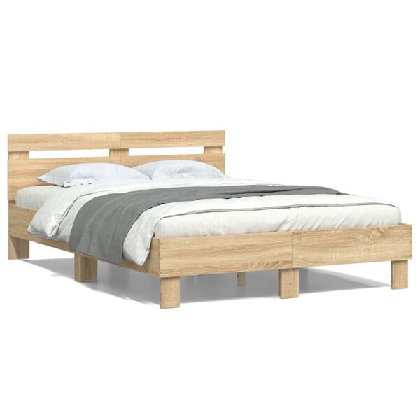 Cama con cabecero madera de ingeniería roble Sonoma 135×190 cm Roble Sonoma 135 x 190 cm