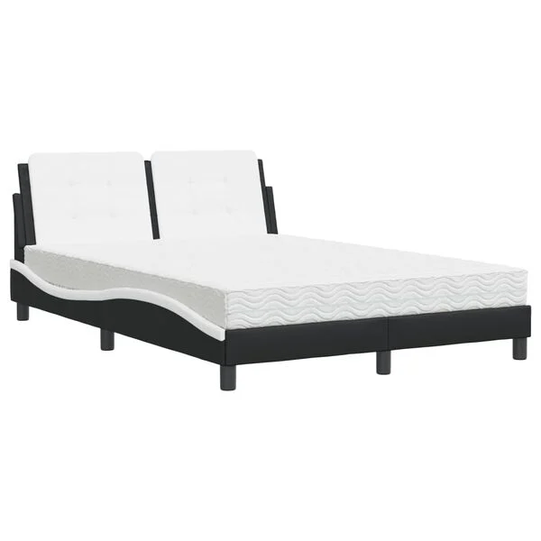 Cama con colchón Zadar cuero sintético negro y blanco 140×200 cm Negro y blanco  140 x 200 cm
