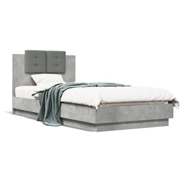 Cama con cabecero madera de ingeniería gris hormigón 100×200 cm Gris hormigón  100 x 200 cm