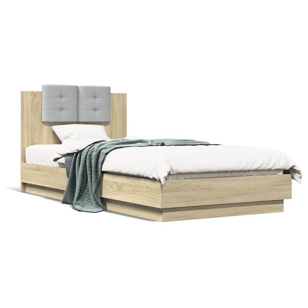 Cama con cabecero madera de ingeniería roble Sonoma 90×200 cm Roble Sonoma  90 x 200 cm