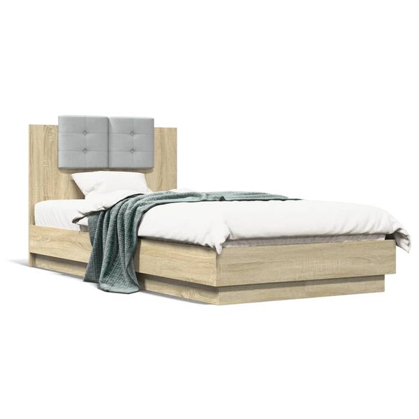 Cama con cabecero madera de ingeniería roble Sonoma 75×190 cm Roble Sonoma  75 x 190 cm