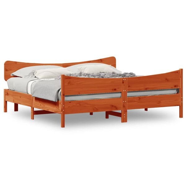 Cama sin colchón madera maciza de pino marrón cera 180×200 cm Marrón cera 180 x 200 cm