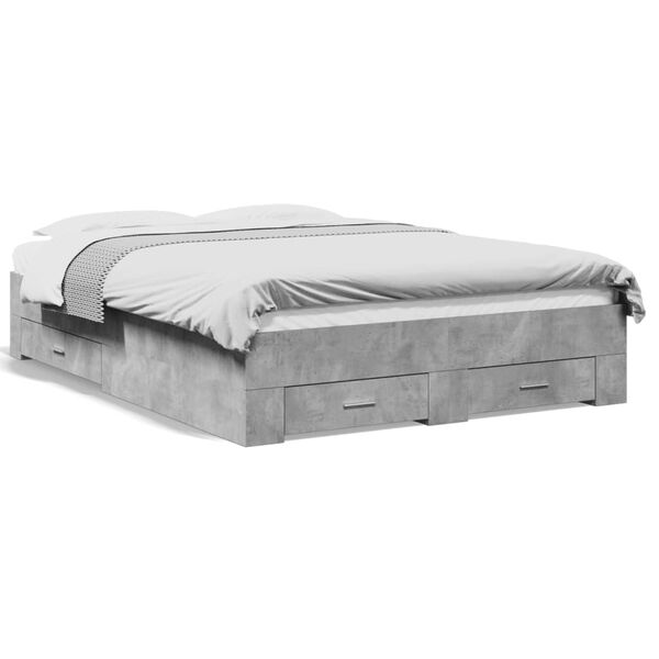 Cama con cajones madera ingeniería gris hormigón 120×200 cm Gris hormigón 120 x 200 cm