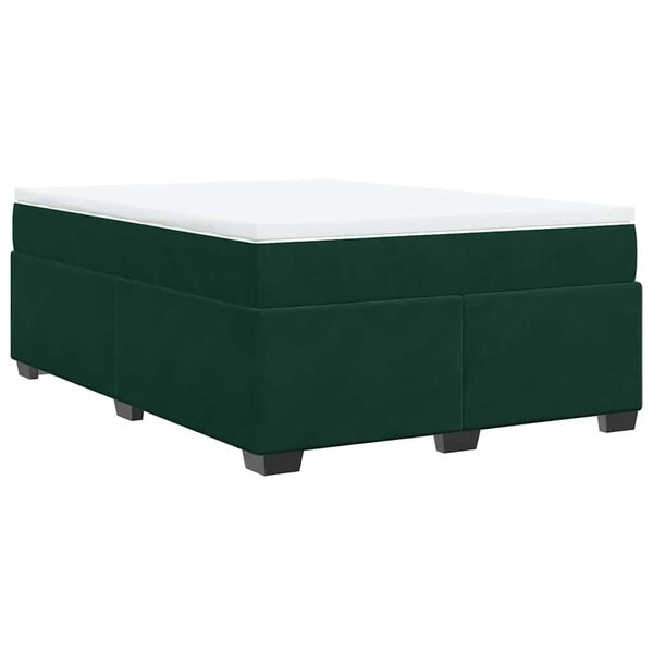 Cama box spring con colchón terciopelo verde oscuro 140×190 cm Verde oscuro  140 x 190 cm