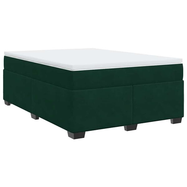 Cama box spring con colchón terciopelo verde oscuro 140×200 cm Verde oscuro  140 x 200 cm