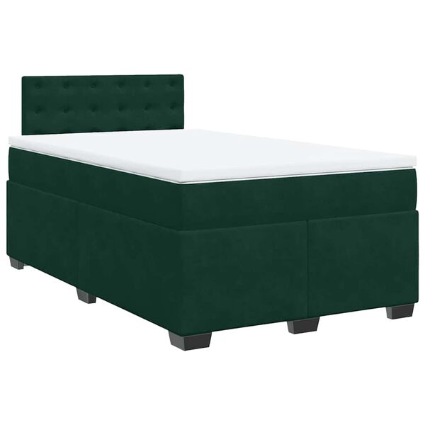 Cama box spring con colchón terciopelo verde oscuro 140×190 cm Verde oscuro  140 x 190 cm Diseño plano