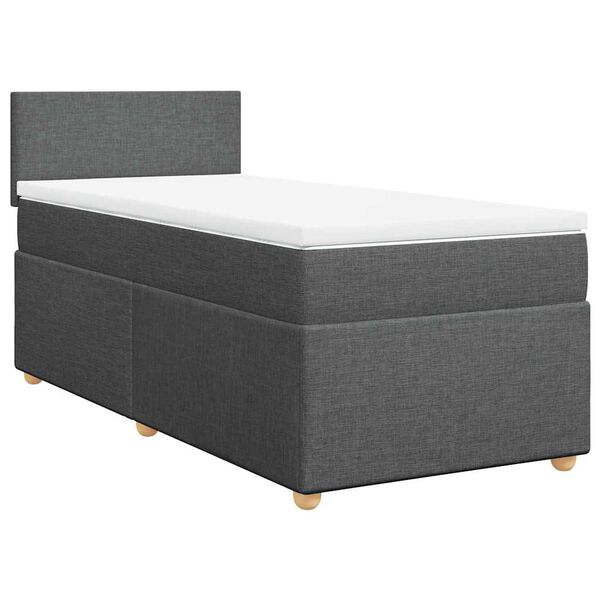 Cama box spring individual con colchón tela gris oscuro Gris oscuro  tamaño individual Diseño plano