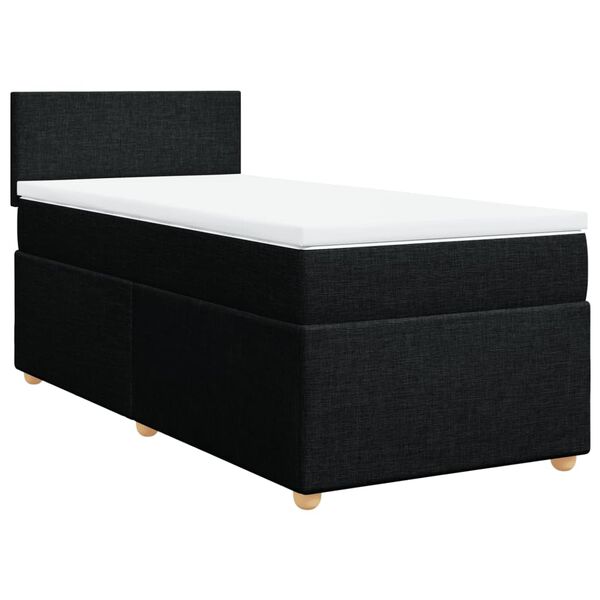 Cama box spring individual con colchón tela negro Negro  tamaño individual Diseño plano